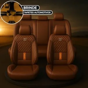 Capa para Banco de Carro Completa em Couro Legítimo Universal Italian + BRINDE: Tapete Completo