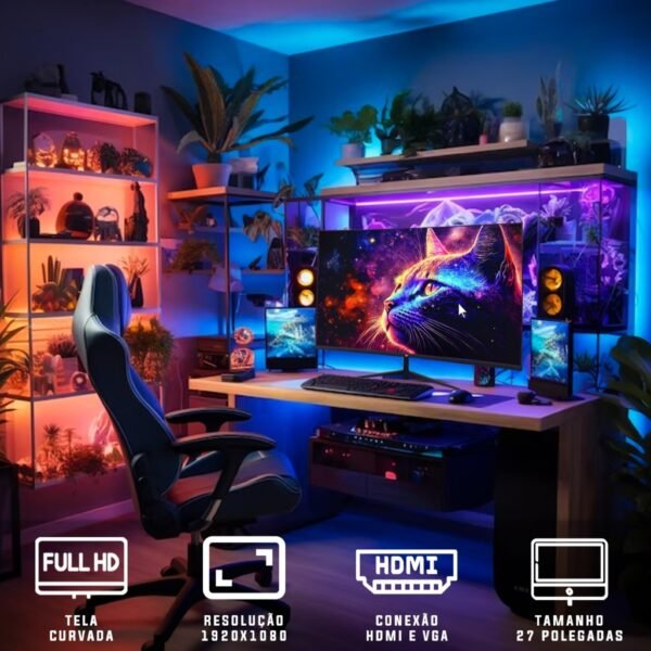 Monitor Gaming Series Tela Led Curva 27'' 100hz 1ms Full Hd - Imagem 4