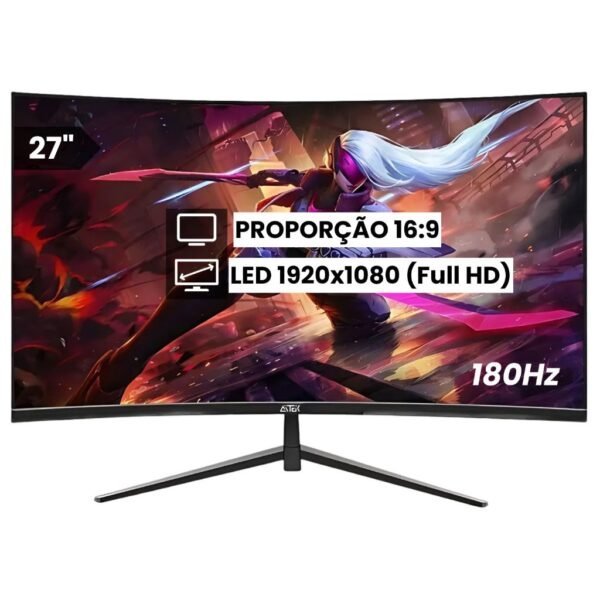 Monitor Curvo Gamer LCD 27" 180Hz 1ms Full HD Conexão HDMI e DisplayPort Bivolt - Imagem 3