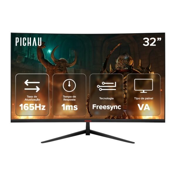 Monitor Gamer Pichau Cepheus V3S, 32 Pol, VA, Curvo, 2K 1ms 165Hz, FreeSync, HDMI/DP, PG-CFV3S-BL01 - Imagem 2