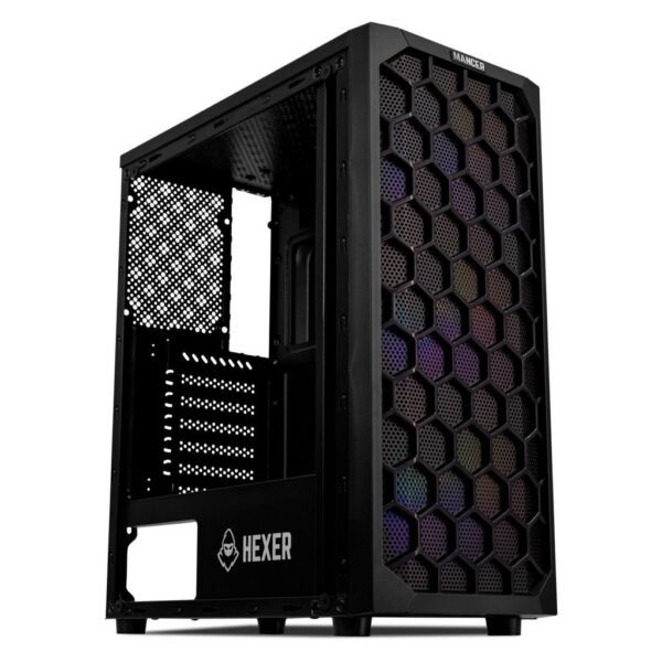 Gabinete Gamer Mancer Hexer, Rainbow, Mid-Tower, Lateral de Vidro, Com 3 Fans, Preto, MCR-HEX-RB01 - Imagem 3