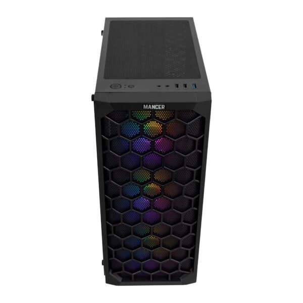 Gabinete Gamer Mancer Hexer, Rainbow, Mid-Tower, Lateral de Vidro, Com 3 Fans, Preto, MCR-HEX-RB01 - Imagem 4