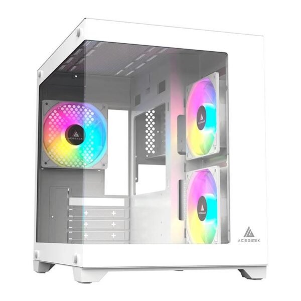 Gabinete Gamer Acegeek Gimli, Rainbow, Mid-Tower, Lateral de Vidro, Com3 Fans Branco AG-GIMLI-WH-3F - Imagem 3
