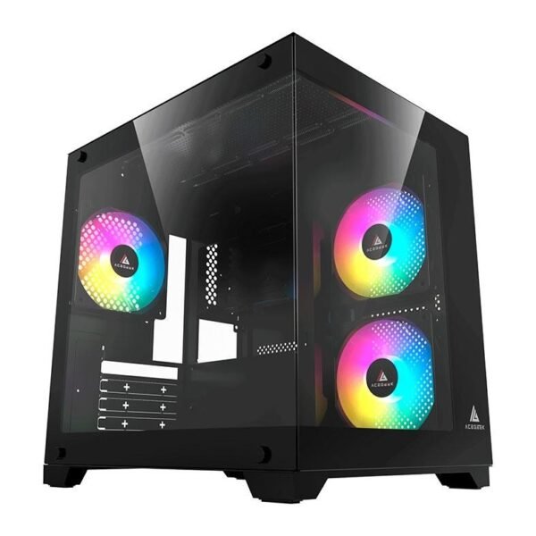 Gabinete Gamer Acegeek Gimli, Rainbow, Mid-Tower, Lateral de Vidro, Com 3 Fans, Preto AG-GIMLI-BK-3F - Imagem 2