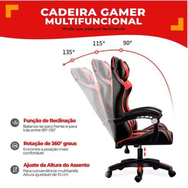 Cadeira Gamer Escritório Confortável Reclinável OT-OC1A Ômega - Imagem 2
