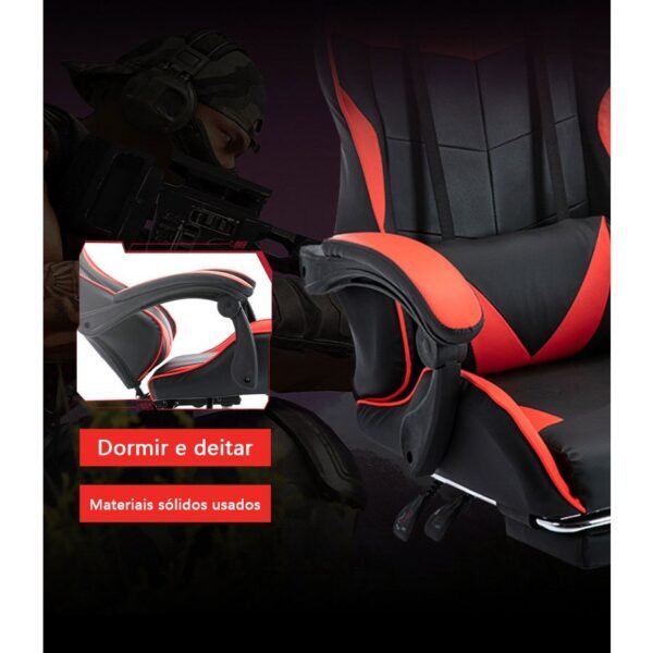 Cadeira Escritório Gamer Ergonômica Reclinável Confortável Com Rodinha E Apoio Para Os Pés-F19 - Imagem 5
