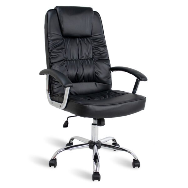 Cadeira Gamer Super Confort Ergonômica Luxo Vix Giratória base Cromada Reclinável Relax Couro Sintético - Imagem 4
