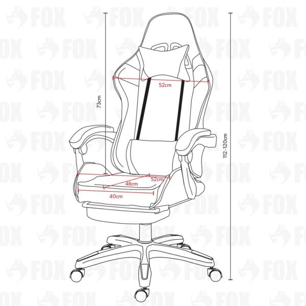 Cadeira Gamer Fox Racer Zerda com Apoio de Pés Branca - W20 - Imagem 4