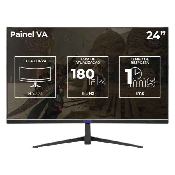 Monitor Gamer Mancer Valak ZX180, 24 Pol, VA, FHD, 1ms, 180Hz, FreeSync, HDMI/DP, MCR-VZX180-BL01 - Imagem 2