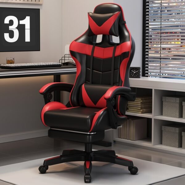 Cadeira Gamer Ergonômica Reclinável com Rodinhas e Apoio p/ Pés - Confortável -F19 - Imagem 2