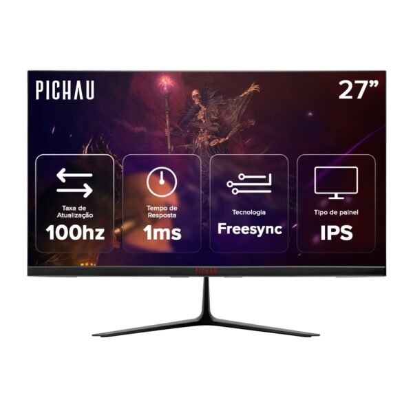 Monitor Gamer Pichau Athen V3, 27 Pol, IPS, FHD, 1ms, 100Hz, FreeSync, HDMI/VGA, PG-ATH27V3-BL01 - Imagem 2