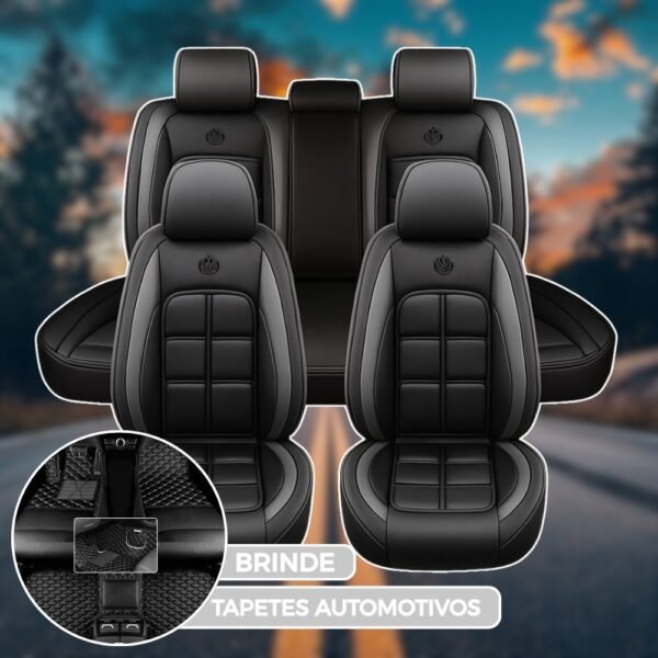 [Modelo Universal!] Kit Completo de Capa Para Banco de Carro Storm em Couro Premium + BRINDE: Kit Tapetes Automotivos - Imagem 15
