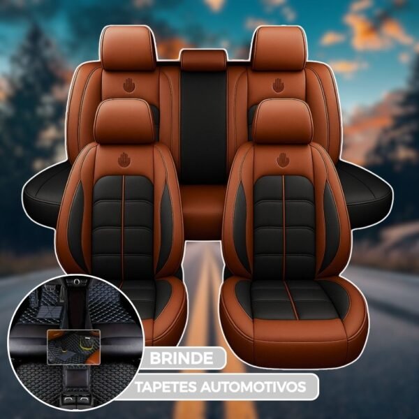 [Modelo Universal!] Kit Completo de Capa Para Banco de Carro Storm em Couro Premium + BRINDE: Kit Tapetes Automotivos - Imagem 16