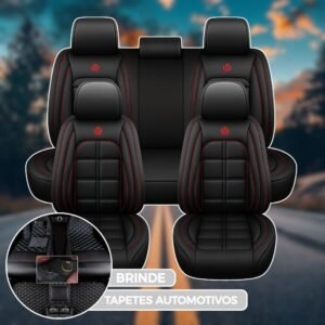 [Modelo Universal!] Kit Completo de Capa Para Banco de Carro Storm em Couro Premium + BRINDE: Kit Tapetes Automotivos