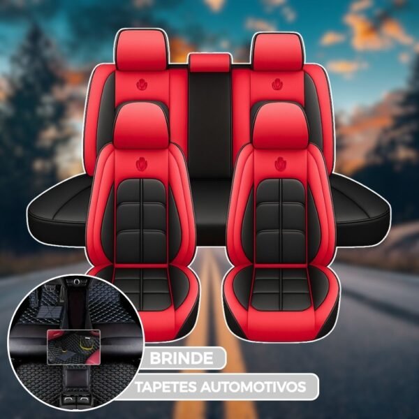 [Modelo Universal!] Kit Completo de Capa Para Banco de Carro Storm em Couro Premium + BRINDE: Kit Tapetes Automotivos - Imagem 18